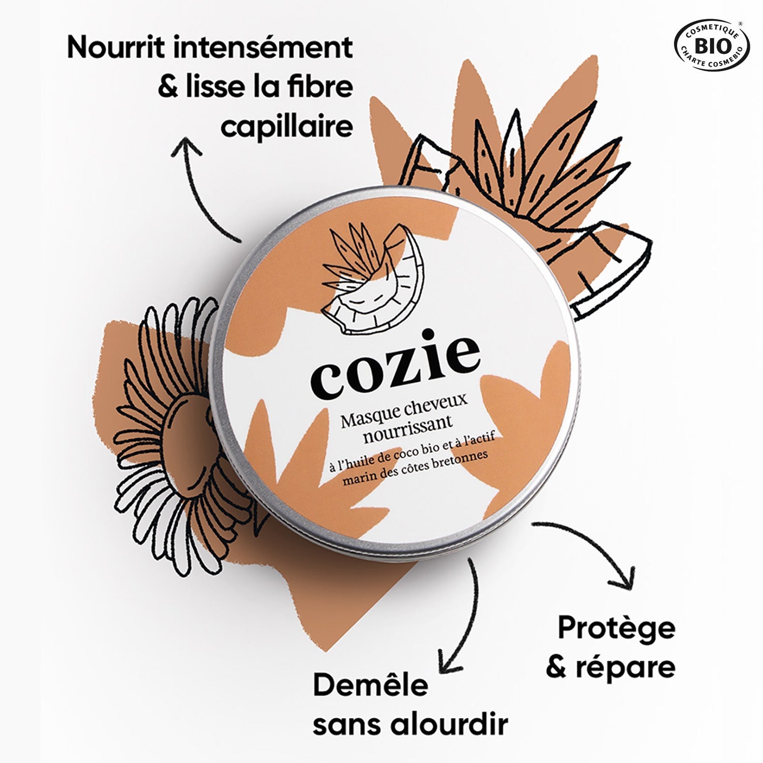 Nourishing hair mask with organic coconut oil and Breton marine active ingredient