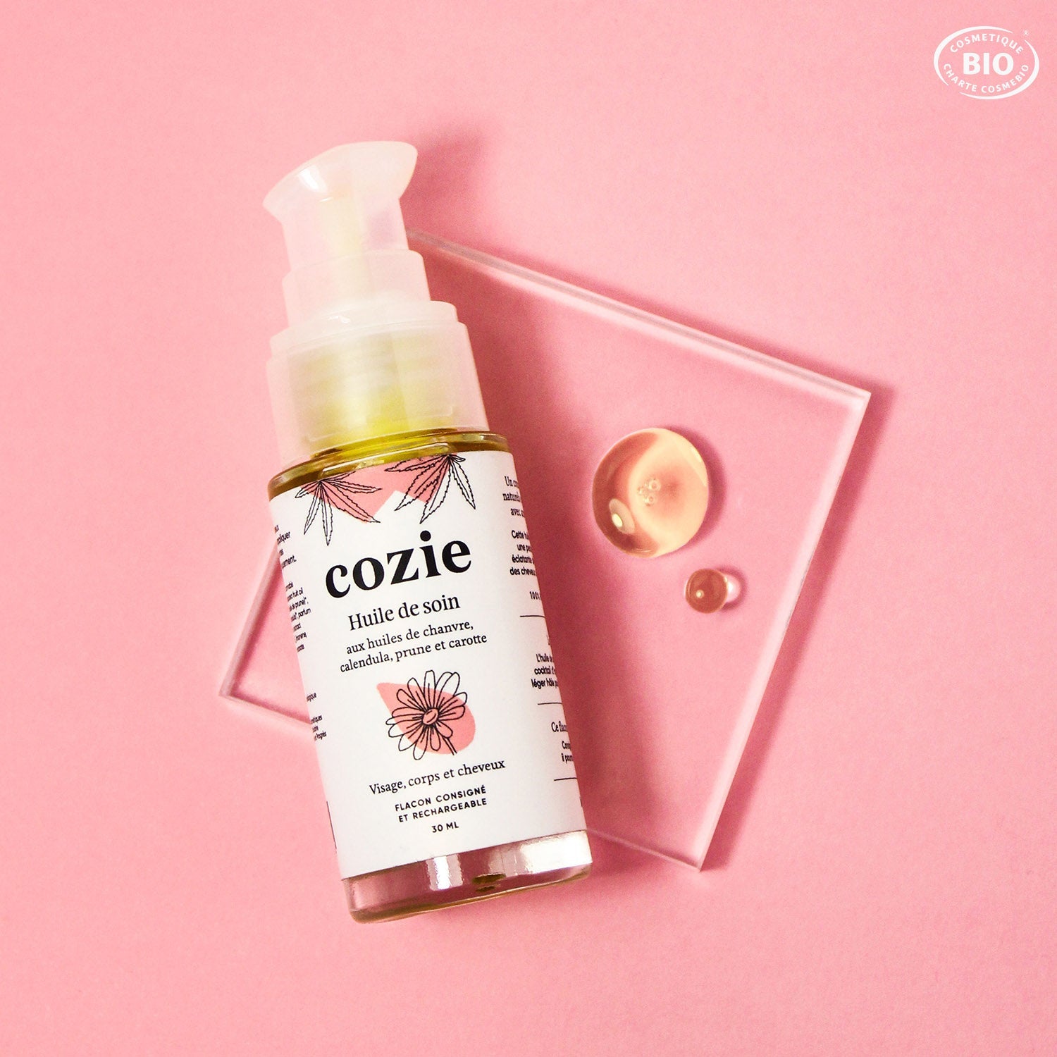Nourishing oil with hemp, calendula, plum, and carrot oils