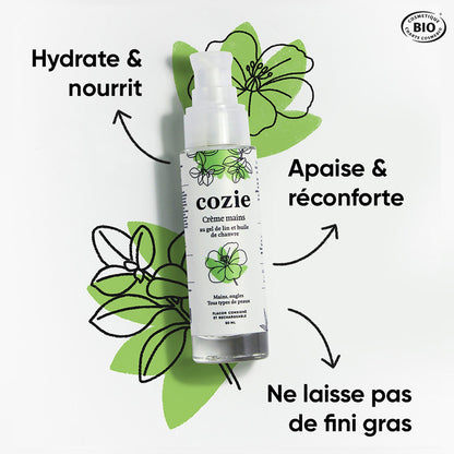 Hand cream with flaxseed gel and hemp oil
