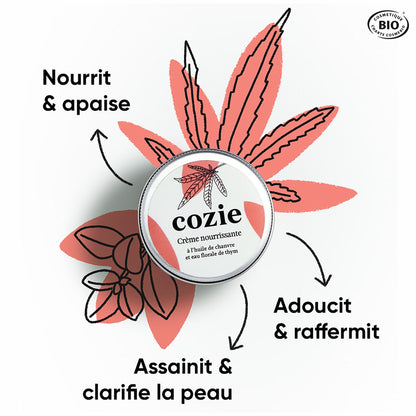 Nourishing cream with hemp oil and thyme floral water
