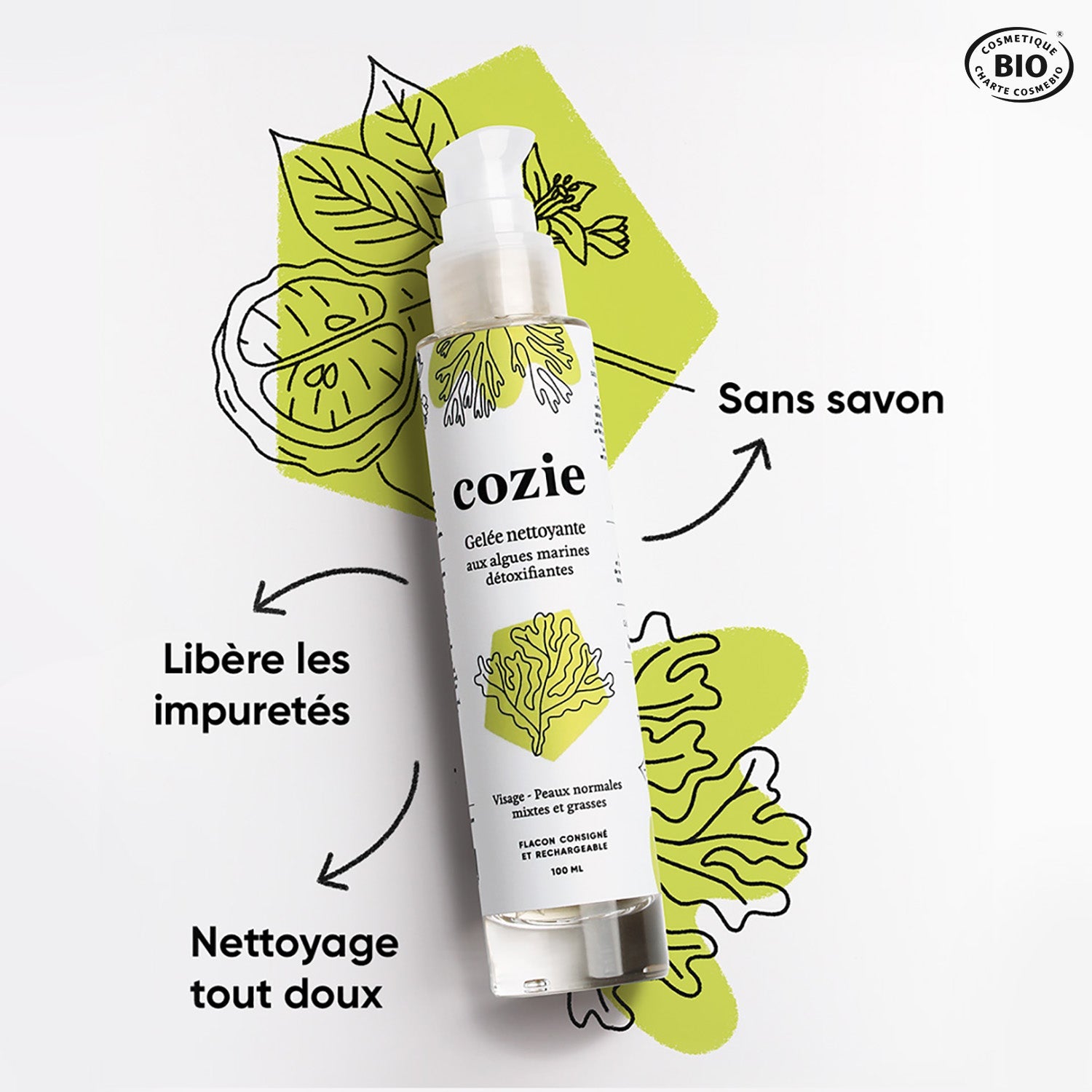 Seaweed cleansing gel for the face