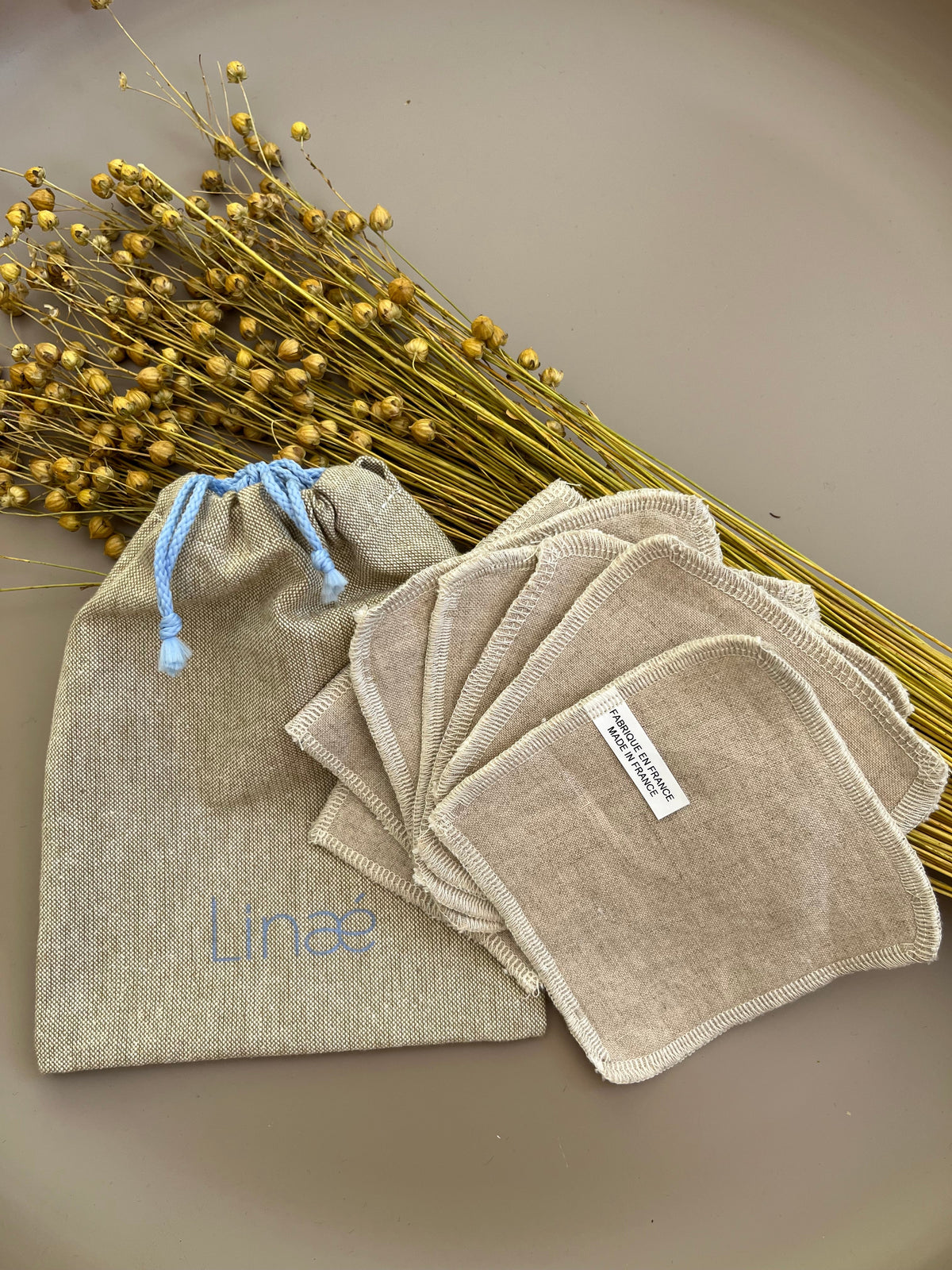 Double-sided washable makeup remover pads - Organic linen &amp; bamboo
