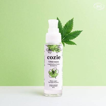 Hand cream with flaxseed gel and hemp oil