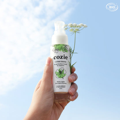 Hand cream with flaxseed gel and hemp oil
