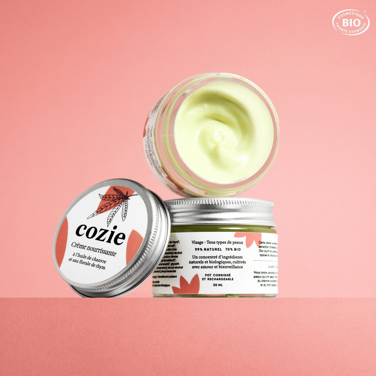 Nourishing cream with hemp oil and thyme floral water