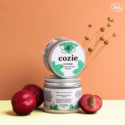 Facial scrub with plum kernel powder