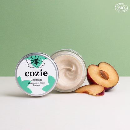 Facial scrub with plum kernel powder