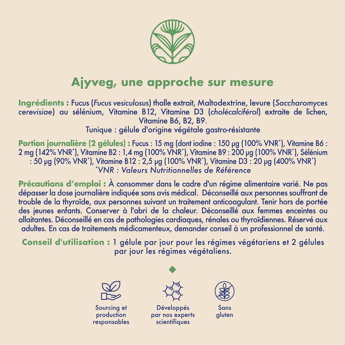 AJYVEG - Food supplements - Vegetarian and vegan diet