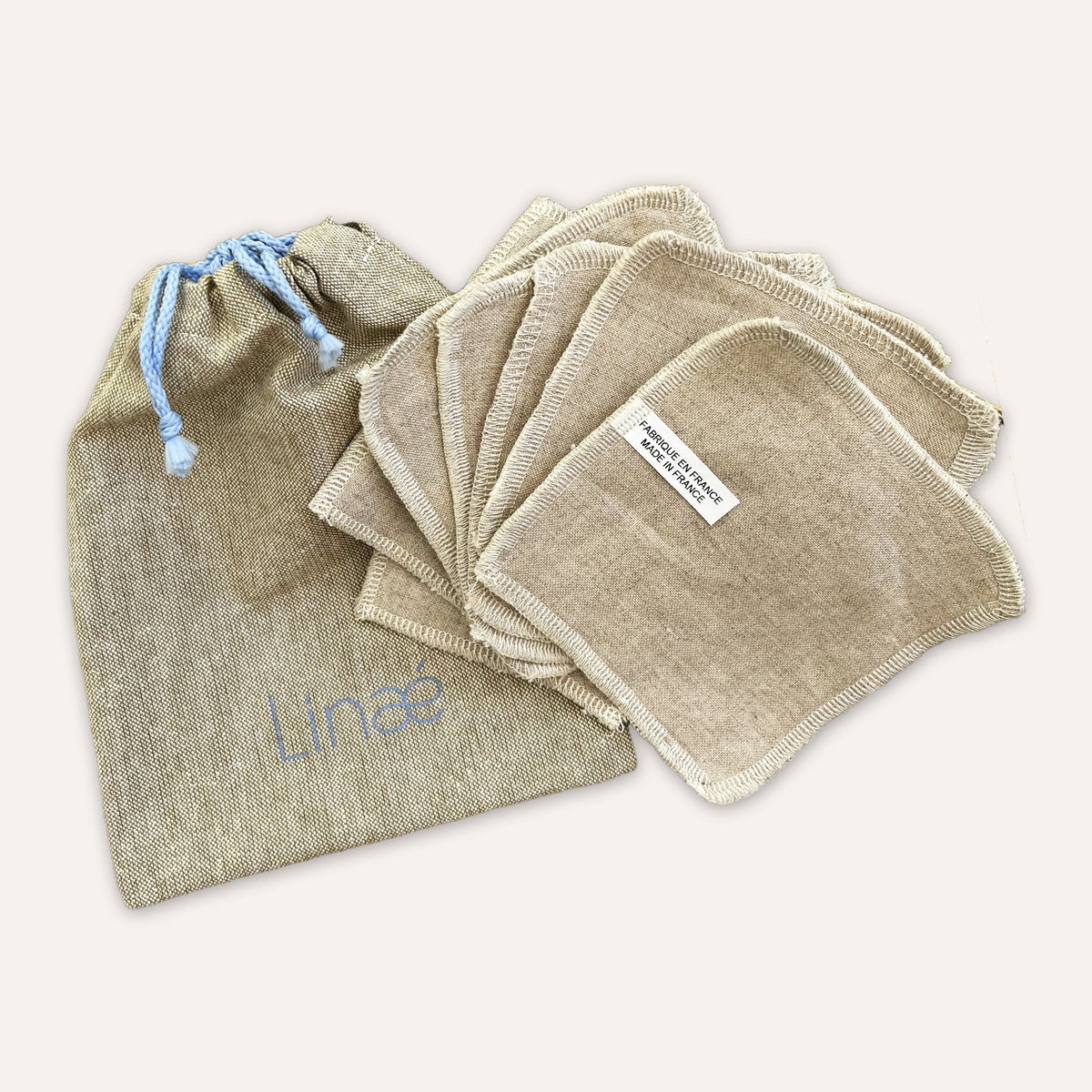 Double-sided washable makeup remover pads - Organic linen &amp; bamboo