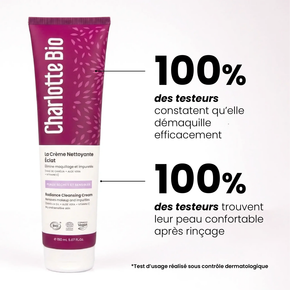 Crème nettoyante visage éclat bio