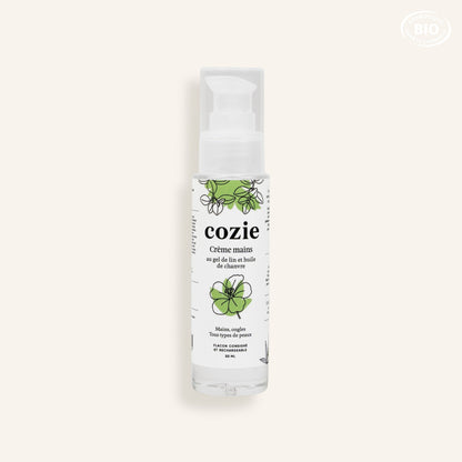 Hand cream with flaxseed gel and hemp oil