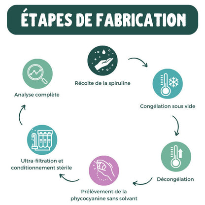 Phycocyanine Bio française et sans conservateur - 5000 mg/l - 10 ampoules